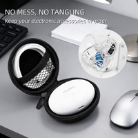 Vente chaude, étui pour écouteurs portable à coque rigide personnalisé avec logo OEM, étanche, fermeture éclair, accessoires électroniques ronds, étui de rangement pour Airpods