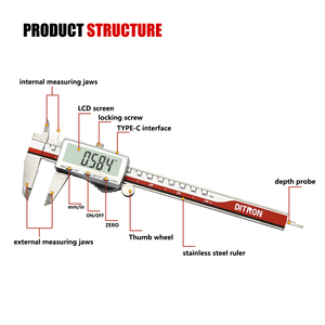 Calibrador Digital Recargable <span class=keywords><strong>de</strong></span> 150 mm, 200 mm, 300 mm con Pantalla LCD, Calibrador Metálico, Herramienta <span class=keywords><strong>de</strong></span> Medición - Product Image 2