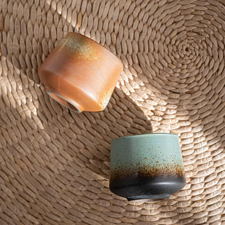 200ml Retro Kiln Changed Stoneware European Ceramic Cup Set Espresso Coffee Cup Teacup
