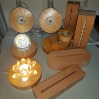 Base lumineuse ronde en bois avec télécommande USB, support d'affichage LED RGB pour lampe, ornement artistique