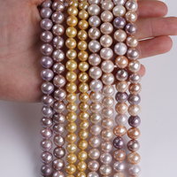 Chaîne de perles d'eau douce Edison naturelles rose-violettes de 9-11 mm, finition brillante, pour la fabrication de bijoux