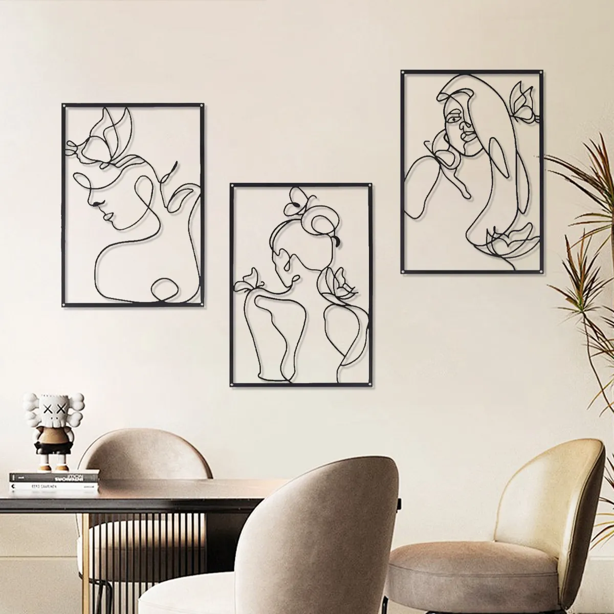 Art mural en métal abstrait et minimaliste Design rectangulaire avec peintures suspendues artisanales de style Art déco pour la décoration de la maison