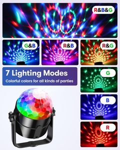 WUZSTAR - Luces LED RGB de Bola Discoteca con Rotación de 360°, Clasificación <span class=keywords><strong>IP20</strong></span>, Luces LED para Fiestas en Interiores, Decoración de Cumpleaños, Baile y Karaoke (Paquete de 2) - Product Image 3