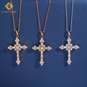 Iced Out 925 Silver Hip Hop Style VVS Moissanite Diamond Women Jewelry Classic <b>Cross</b> Pendant <b>Necklace</b> GRA Certificate - Product Image 3