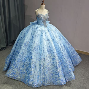 Jancember 6787 Backless Bow Bling Sequins Ball Gown Vestidos de fiesta formales de noche - Product Image 4