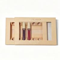 Kit de Maquillage Personnalisé avec Logo Privé : Crème à Lèvres Mate Naturelle, Crayon à Lèvres Marron Nude et Rouge à Lèvres Liquide en Coffret