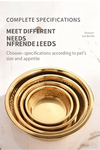 זהב יוקרה מפתח זהב פלדת אל-חלד קערת מזון בגדלים שונים לכלבים חתולים קל ניקוי קל מזין לחיות מחמד דפוס מוצק - Product Image 6