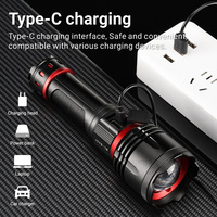 Lampe torche multifonctionnelle à lumière laser blanche puissante, zoomable, étanche, avec miroir d'allumage, lampe torche LED