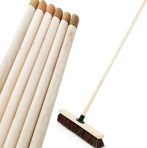 Wholesale Natural Straw Soft Coconut Broom Stick Handle Maquina Palo De Escoba Wooden Sticks For Broom Mop
