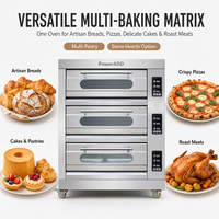 Four à sole de boulangerie à gaz commercial avec plateaux de cuisson pour pain, gâteaux et pâtisseries – Four à couches pour cuisine moderne