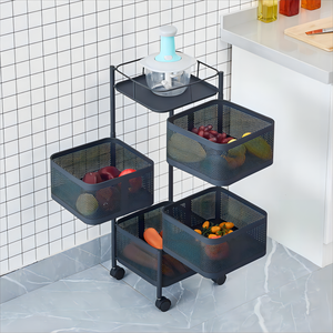 Di Chuyển Vòng Tròn Giỏ Với Bánh Xe Nhà Bếp Phòng Khách Rau Và Trái Cây Container Xoay Thực Phẩm Lưu Trữ Kệ - Product Image 4