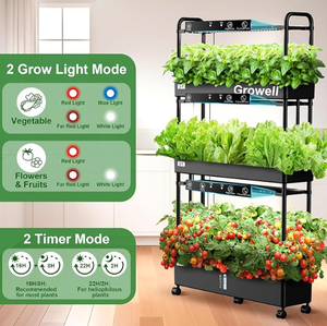 Système hydroponique vertical Tower, 90 pods, jardin vertical, 2 modes d'éclairage, lumière de croissance, circulation d'eau automatique, 40L, alimenté par batterie, pour herbes d'intérieur - Product Image 5