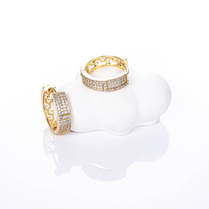 Bijoux CM Mode Boucles d'oreilles créoles plaquées or 18 carats Aretes De Oro Laminado Boucles d'oreilles Huggies serties de pierres Motif creux <span class=keywords><strong>Labyrinthe</strong></span> Femme - Product Image 2