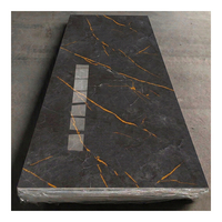 Panneau mural en PVC marbré Noir St Laurent 1220x2800mm, panneau de revêtement mural poli, résistant au feu, pour chambre à coucher, salon