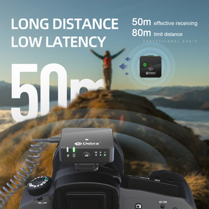 Auriculares Lavalier inalámbricos portátiles Micrófono Reducción de ruido para cámara DSLR Smartphone Grabación Entrevista Monitor Interfaz - Product Image 4