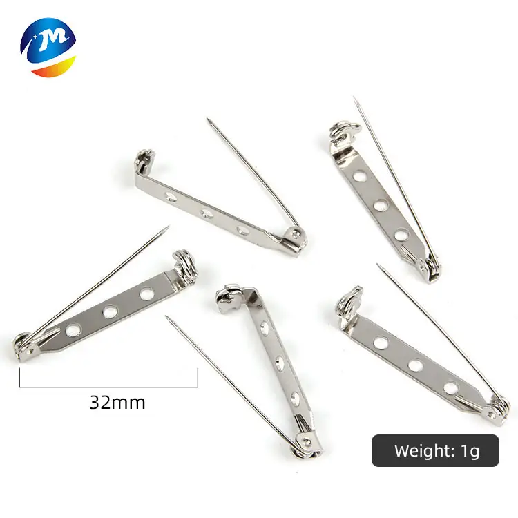 32 Mm Besi Kembali Gesper Bros Pin Temuan Safety Pin dengan 3 Lubang untuk Nama Kategori