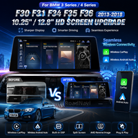 Système de navigation double HD Android 13 RoadNavi pour BMW Série 3 et 4 F30 F36 2013-2018, lecteur multimédia vidéo, CarPlay sans fil, GPS