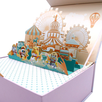 Taille personnalisée luxe papier gris conseil carte surprise festival explosion enfants dessin animé 3d pop up boîte cadeau