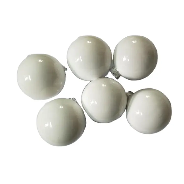 Boule de bol rond brillant pour fête de noël, 1 pièce, décoration brillante pour sapin de noël, 8cm, perles simples, boule de verre blanc, ornements, vente en gros