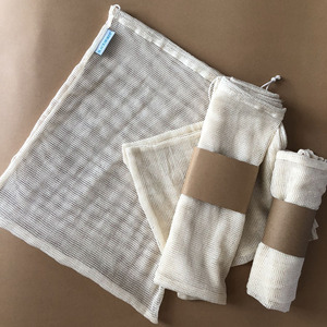 Sac d'épicerie écologique et réutilisable Filet à provisions Sac de fruits en maille de coton biologique - Product Image 1