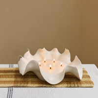 Bougie parfumée en cire de soja, rose et violet mat, en céramique, à bords festonnés, pour la relaxation, les soins personnels, un cadeau spa.