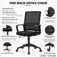 Chaise de bureau ergonomique en maille, dossier moyen, pivotante, avec accoudoirs fixes, siège inclinable vert 33587-SF018A