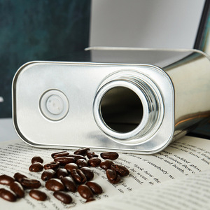 Boîte en fer blanc carrée de 1 litre avec couvercle et poignée pour les conserves d'huile d'olive de grain de café - Product Image 4