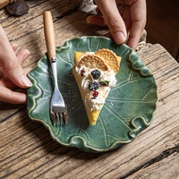 Assiette à collation en grès rétro de haute qualité plat à sushi en céramique personnalisé avec porte-pot à thé Snack pour l'exportation transfrontalière