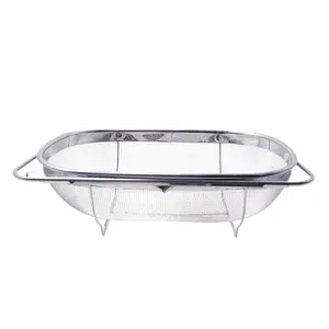 高品质厨房漏勺不锈钢滤网 (椭圆形)，不锈钢细网可扩展KF510027