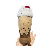 Peluche super douce en forme de collation de crème glacée au chocolat, motif gelée mignonne, avec base lestée et rembourrage en coton PP, anti-stress