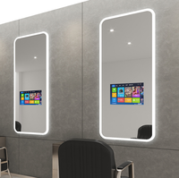 Espejo Simple para Barbería, Salón de Belleza, Espejo para Celebridades de Internet con Televisión y Luces, Colgante de Pared