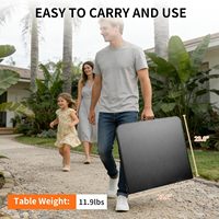 Table de camping pliante réglable en hauteur avec trou pour parasol, pieds en alliage d'aluminium léger, pliable et portable pour repas en extérieur ou villa