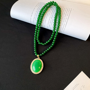 <span class=keywords><strong>Collar</strong></span> de Buda Maitreya minimalista largo <span class=keywords><strong>esmeralda</strong></span> de cristal Premium para mujer Cadena de suéter <span class=keywords><strong>con</strong></span> accesorios de circón de aleación - Product Image 5