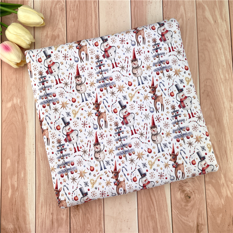 Рождественский узор, производство органической ткани, индивидуальный принт, органический хлопок, Джерси, французская махровая ткань от пота