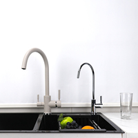 Robinet d'eau potable chromé en acier inoxydable pour purificateur d'eau de cuisine par osmose inverse RO, robinet filtre à eau col de cygne