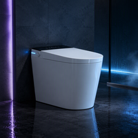 WC intelligent en céramique monobloc allongé avec siège chauffant, séchoir à air chaud, bidet, auto-nettoyant et couvercle à ouverture/fermeture automatique