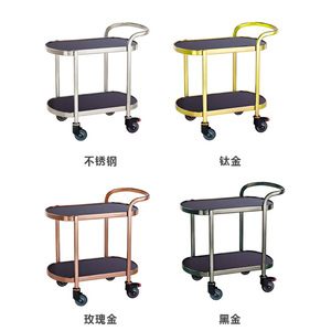 Chariot de restauration pour restaurant/hôtel, chariot à boissons, chariot de livraison de nourriture, chariot à main à double étage épaissi, chariot à quatre roues silencieux à traction manuelle - Product Image 2