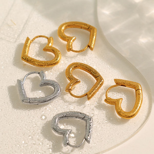 Pendientes de Botón en Forma de Corazón, Aleación de Zinc Dorada y Plateada EH801, Joyería de Moda para Mujer - Product Image 1