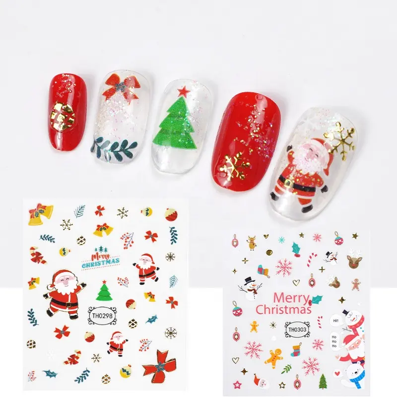 2021 Beliebte Sonder muster Weihnachten Nail Art Decals Benutzer definierte Nagel verpackungen 3d Art Butterfly Designer Nagel aufkleber