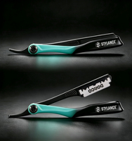 Rasoir manuel magnétique Stylance en acier inoxydable et plastique à lame droite avec manche en plastique pour les essentiels du barbier
