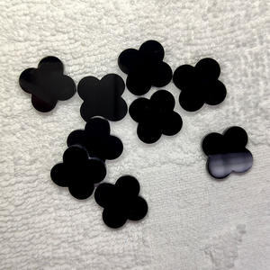 Piedras Preciosas Sueltas de Ágata Negra Natural, Estilo Trébol de Cuatro Hojas, 6x2mm-18x2mm, para la Elaboración de Collares y Colgantes - Product Image 3