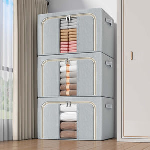 Clothing Organizer <b>Storage</b> <b>Box</b> Large <b>Folding</b> Rectangle Solid Color Home Wardrobe Dormitory Use - Product Image 2