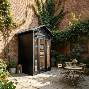 Sauna extérieur en bois massif noir, style <span class=keywords><strong>cube</strong></span>, traditionnel, pour jardin, avec Bluetooth et éclairage LED, certifié UL - Product Image 4
