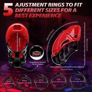 <span class=keywords><strong>Cage</strong></span> de chasteté vibrante avec 5 anneaux et 2 clés, jouet sexuel pour adultes avec verrouillage, contrôle par application et télécommande. - Product Image 4