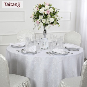 Ristorante di <span class=keywords><strong>Lino</strong></span> Bianco di Nozze <span class=keywords><strong>Tovaglia</strong></span> <span class=keywords><strong>E</strong></span> <span class=keywords><strong>Tovaglioli</strong></span> Formati Su Ordinazione Bianco Jacquard Rotonda Panno di Tabella di Banchetto - Product Image 2