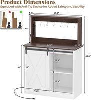 Meuble de bar à café style ferme avec station de charge, éclairage LED, buffet charmant, rangement personnalisable, style porte de grange pour salon