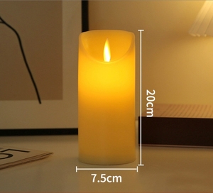 Bougie LED à flamme dansante et mobile, bougie pilier sans flamme à effet de larmes, en crème avec télécommande - Product Image 6