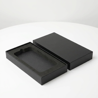 Boîte en carton classique noire en verre trempé en stock pour emballage de protecteurs d'écran, avec couvercle et base, vente en gros