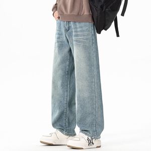<span class=keywords><strong>Pantaloni</strong></span> larghi da <span class=keywords><strong>uomo</strong></span> di alta qualità con baffi da gatto larghi abiti da strada <span class=keywords><strong>Jeans</strong></span> foderati in pile stile dritto con tecnica lavata - Product Image 2