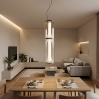 Luminaire suspendu moderne à double cylindre en acrylique avec LED, gris fumé, pour escalier, villa, hôtel, éclairage de projet